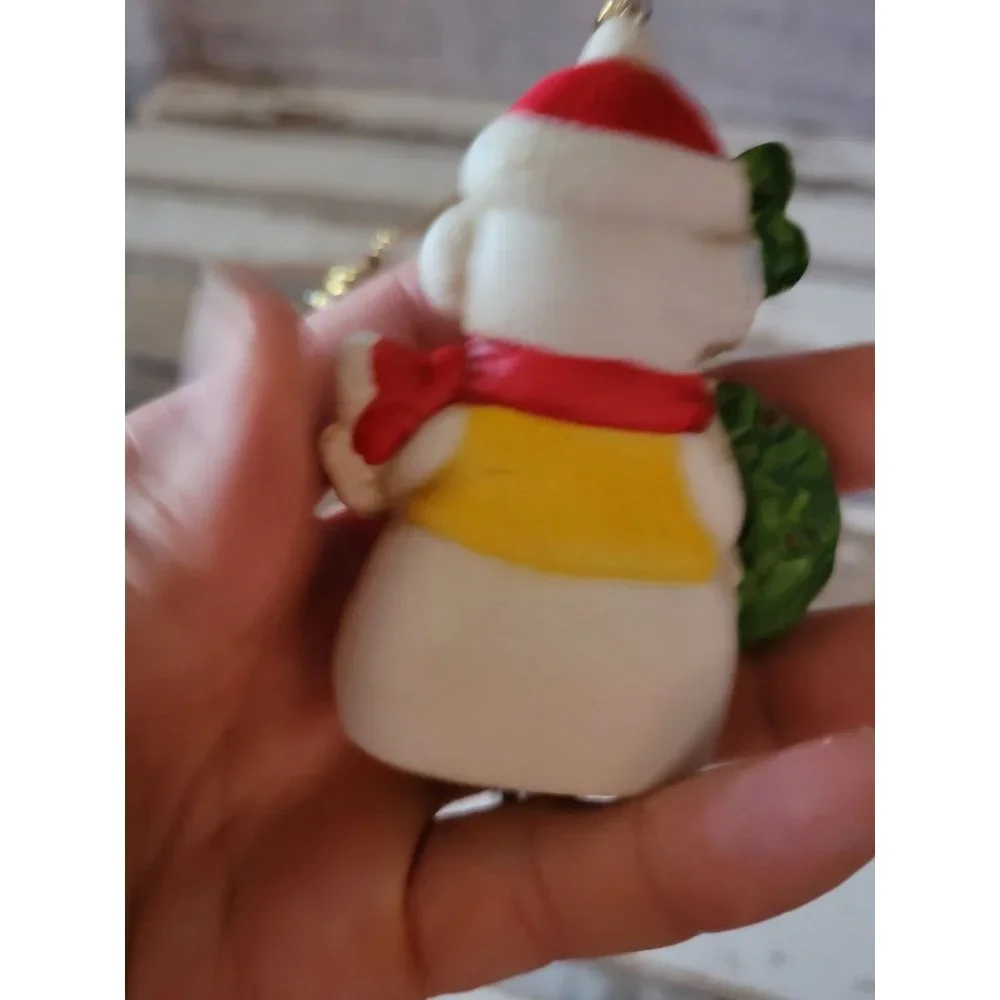 Vintage porcelain snowman wreath‎ ornament Xmas holiday tree home decor